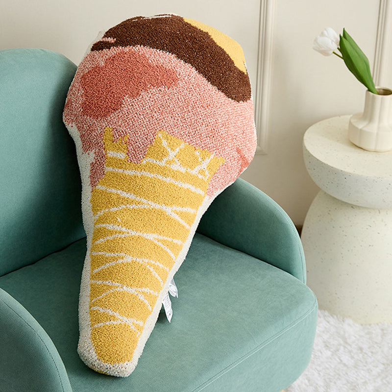 Sweet Ice Cream Cone Sherpa Throw Pillow Hug Sofa Plush Cushion