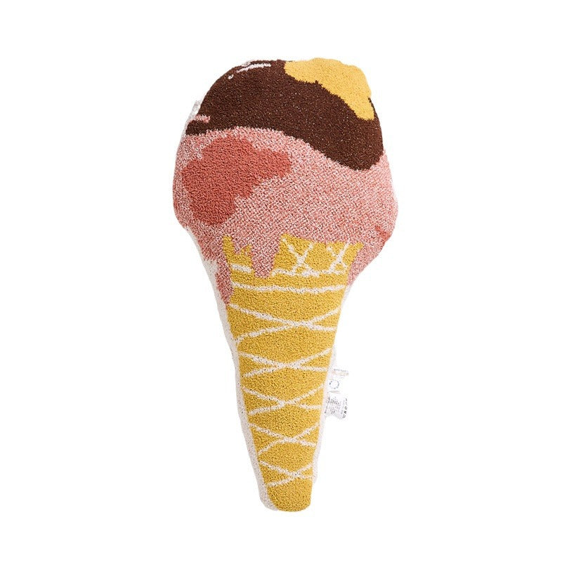 Sweet Ice Cream Cone Sherpa Throw Pillow Hug Sofa Plush Cushion