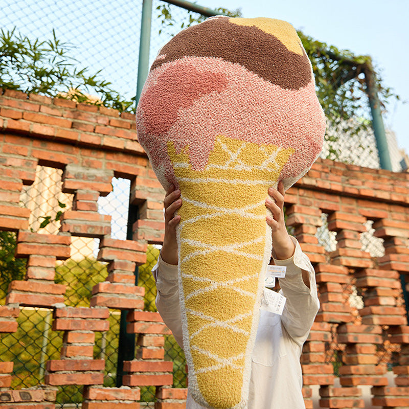 Sweet Ice Cream Cone Sherpa Throw Pillow Hug Sofa Plush Cushion