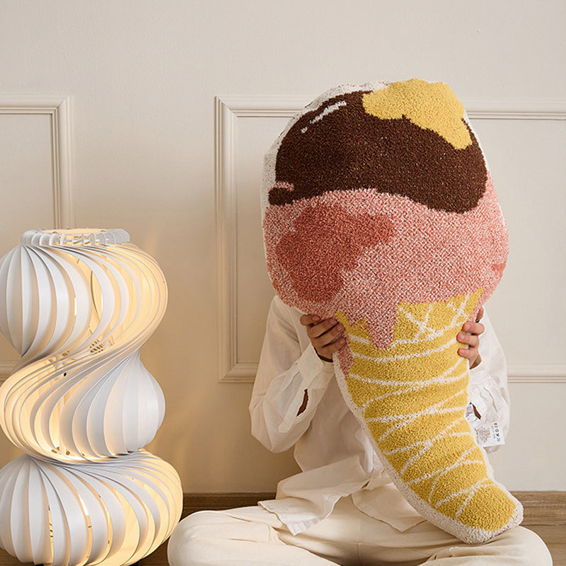 Sweet Ice Cream Cone Sherpa Throw Pillow Hug Sofa Plush Cushion