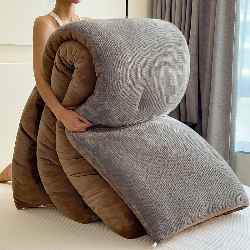 Thick Winter Warm Quilt Reversible Jacquard Milk Velvet Comforter 200x230cm Grey
