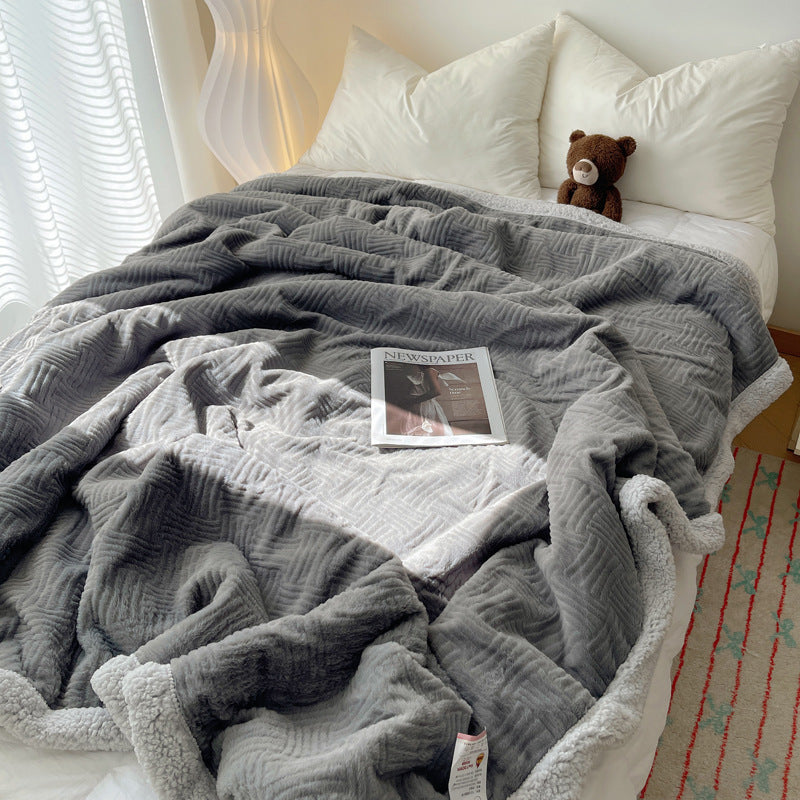 Large Super Soft Faux Rabbit Plush Blanket Throw Rug 200x230cm Night Sky Grey