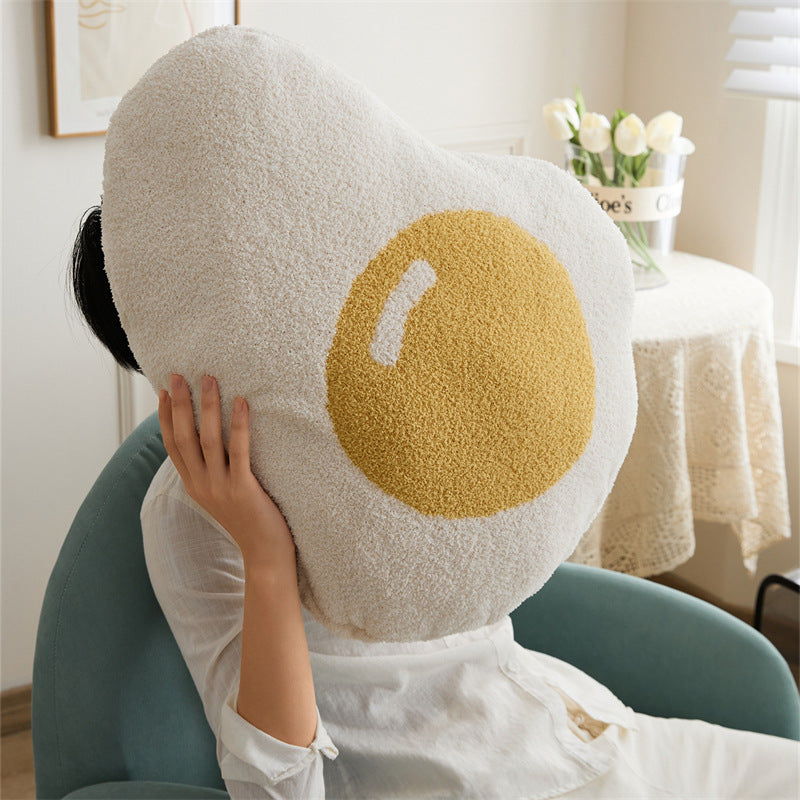 Fluffy Fried Egg Sherpa Throw Pillow Hug Sofa Plush Cushion