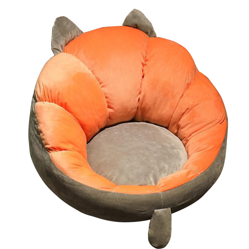 Orange Cat Flower Floor Cushion Cute Plush Lazy Seat Pad 60x25x10cm