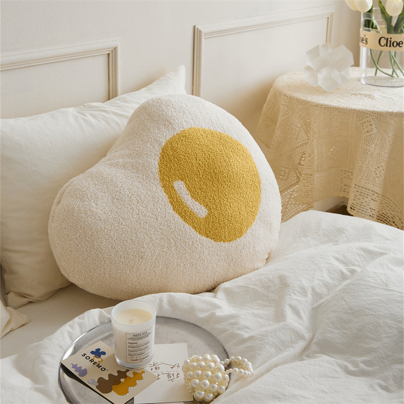 Fluffy Fried Egg Sherpa Throw Pillow Hug Sofa Plush Cushion