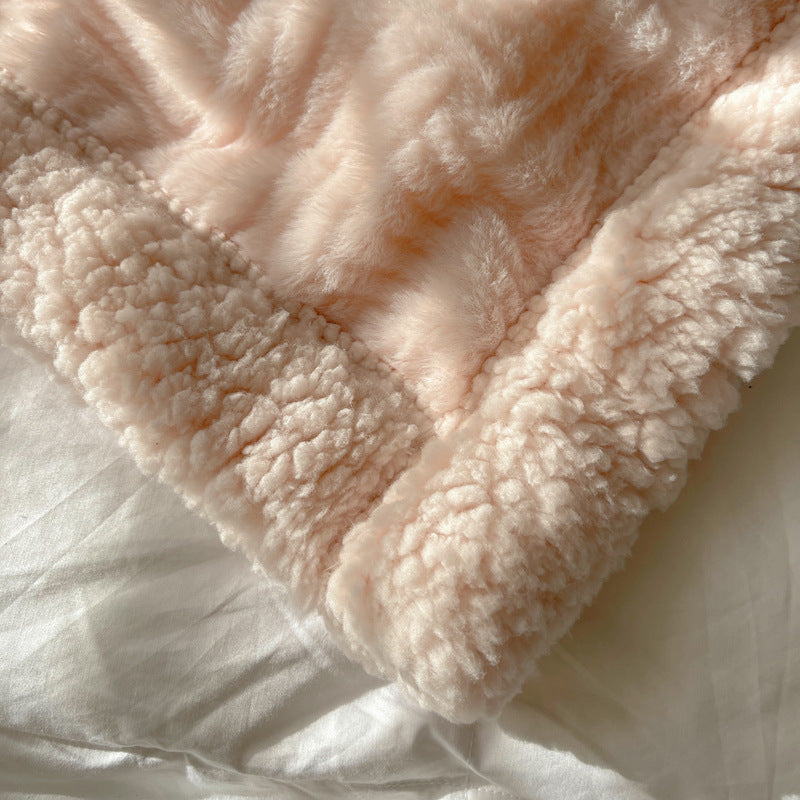 Large Super Soft Faux Rabbit Plush Blanket Throw Rug 200x230cm Fairy Pink