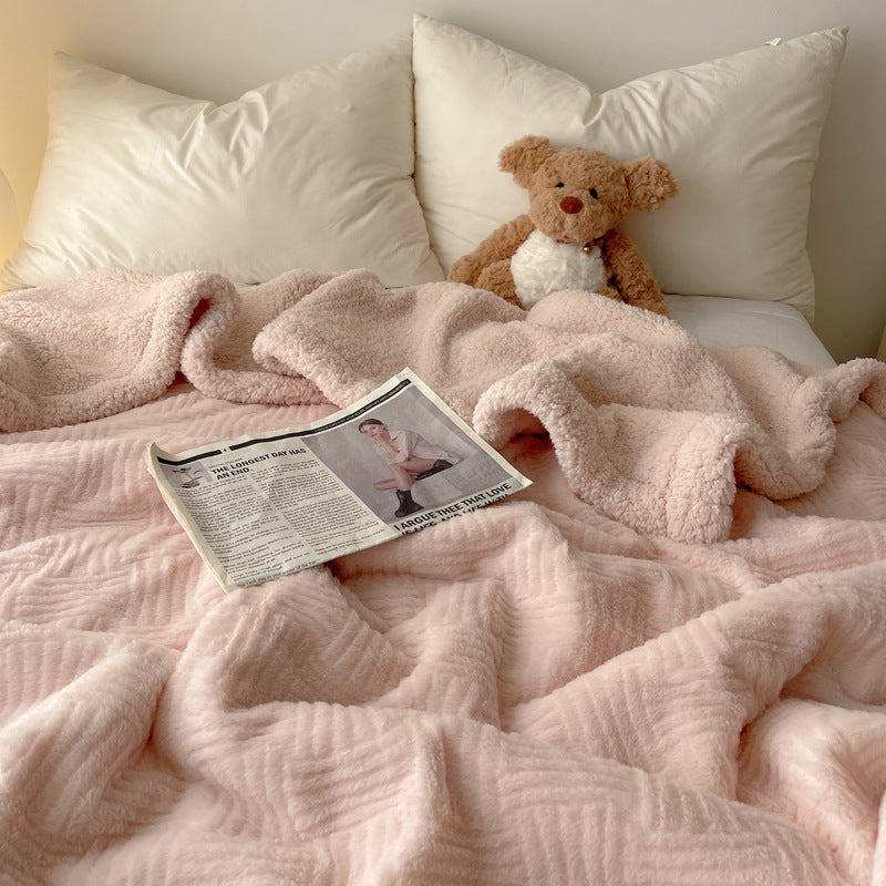 Large Super Soft Faux Rabbit Plush Blanket Throw Rug 200x230cm Fairy Pink