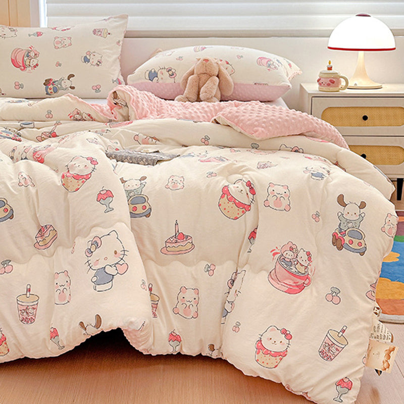 Winter Warm Cats Pattern Plush Blanket Quilt Comforter 200x230cm