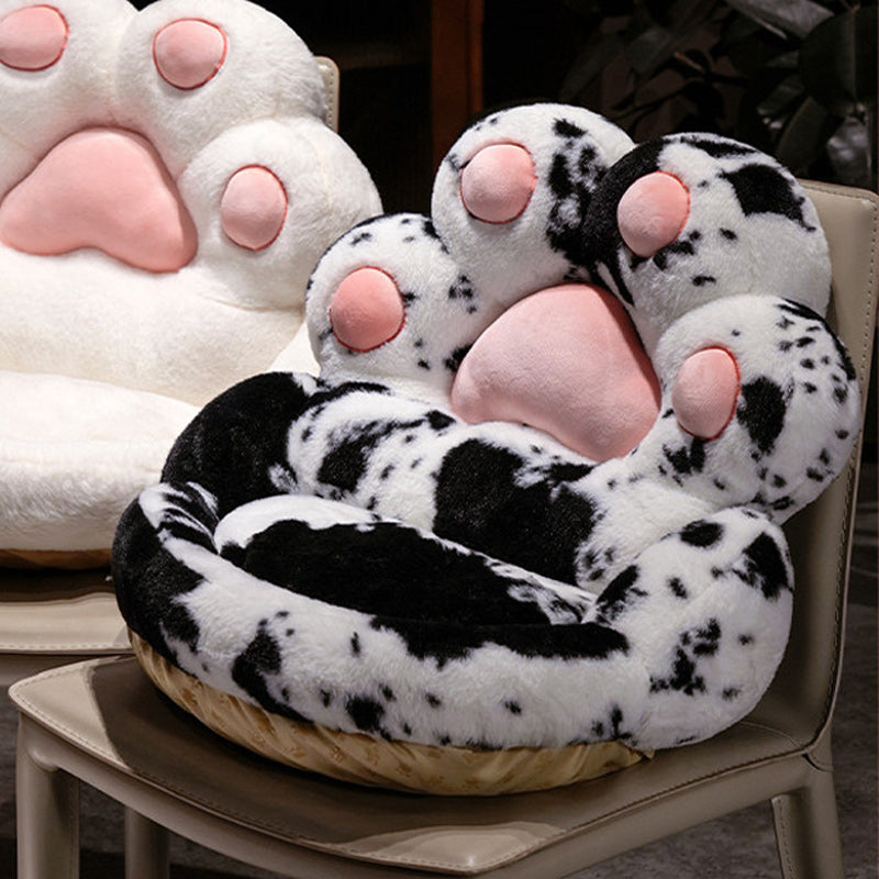 Super Cute Soft Cat Paw Chair Cushion Plush Seat Pad Cow Pattern