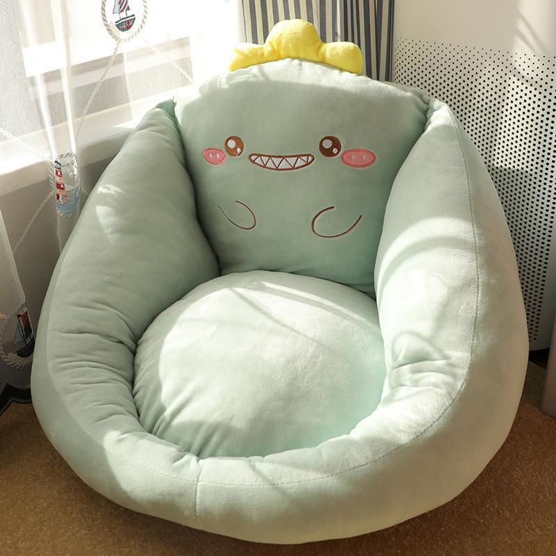 Cute Dinosaur Floor Cushion Soft Plush Lazy Seat Pad with Face 55x40cm