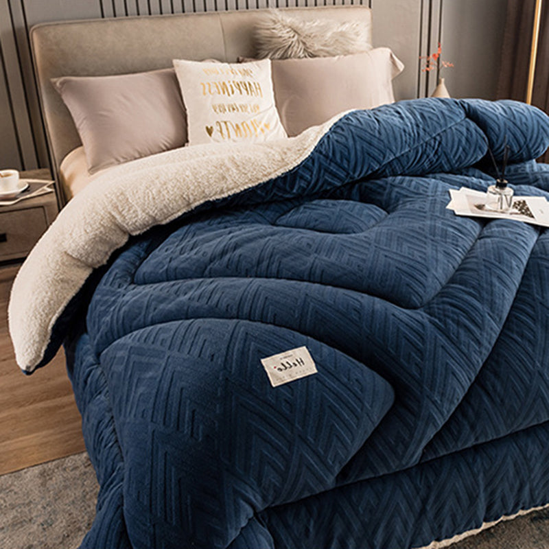 Thick Warm Winter Reversible Milk Velvet Blanket Comforter Quilt 200x230cm Blue