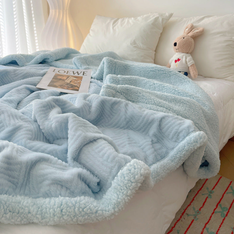 Large Super Soft Faux Rabbit Plush Blanket Throw Rug 200x230cm Sky Blue