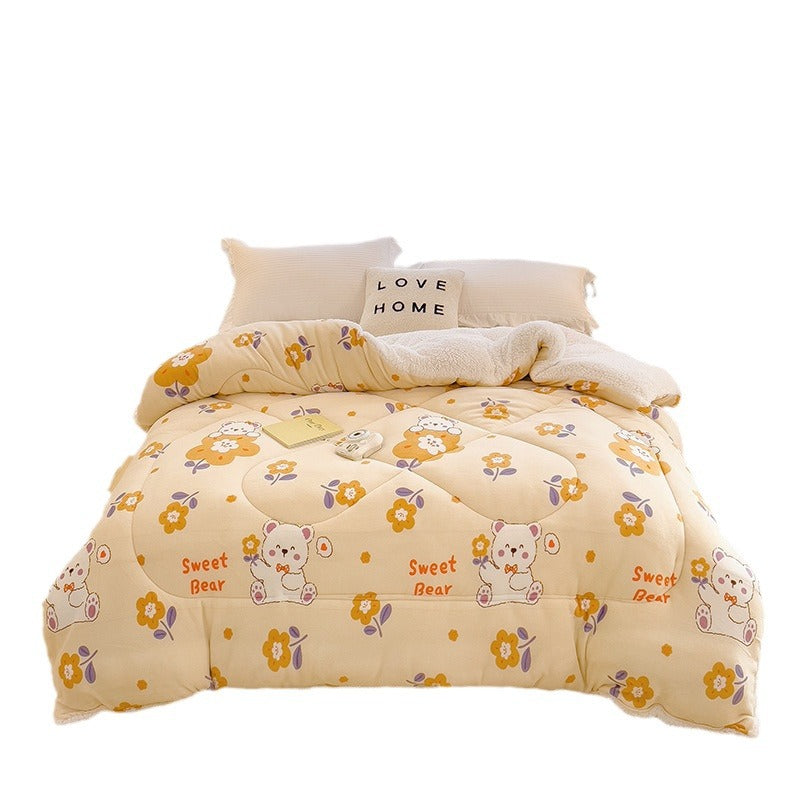Thick Winter Sherpa Blanket Comforter Quilt Sweet Bear Pattern 200×230cm
