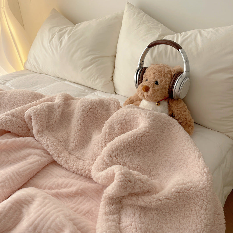 Large Super Soft Faux Rabbit Plush Blanket Throw Rug 200x230cm Fairy Pink