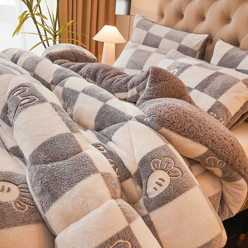 Thick Winter Sherpa Blanket Comforter Quilt Bunny Pattern 200×230cm