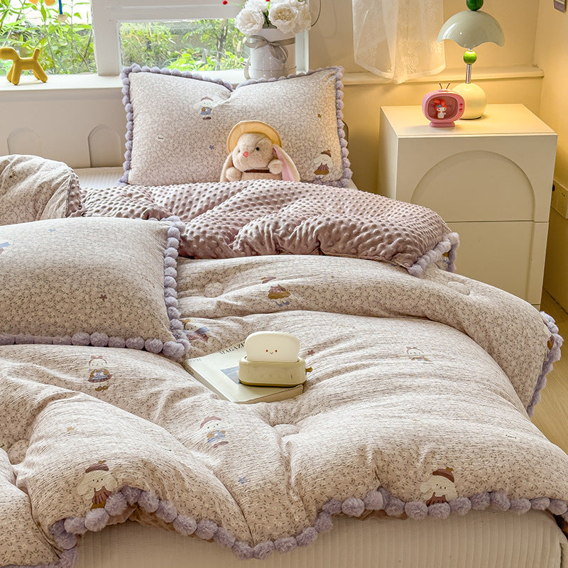 Thick High Weight Winter Blanket Comforter Quilt Mushroom Bear Pattern 200×230cm
