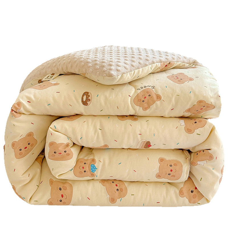 Winter Warm Cute Bear Pattern Plush Blanket Quilt Comforter 200x230cm