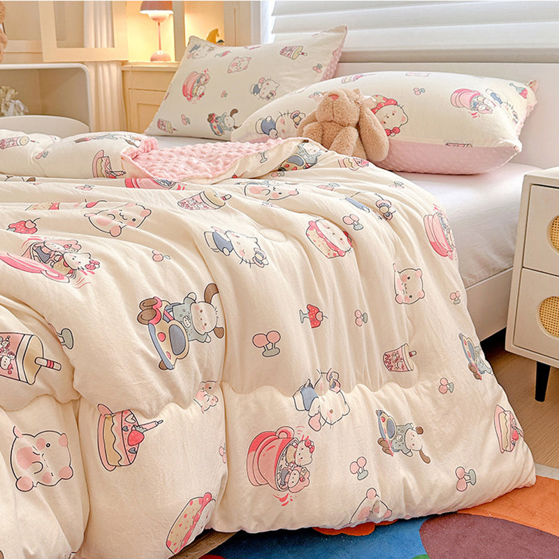 Winter Warm Cats Pattern Plush Blanket Quilt Comforter 200x230cm