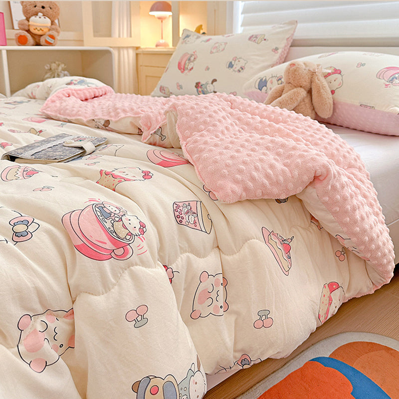 Winter Warm Cats Pattern Plush Blanket Quilt Comforter 200x230cm