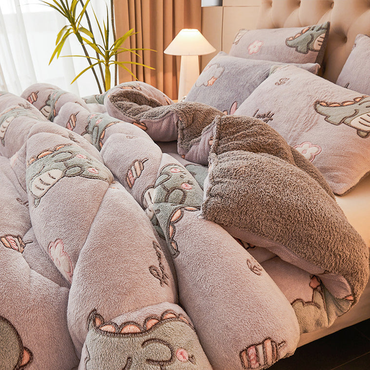 Thick Winter Sherpa Blanket Comforter Quilt Dinosaur Pattern 200×230cm