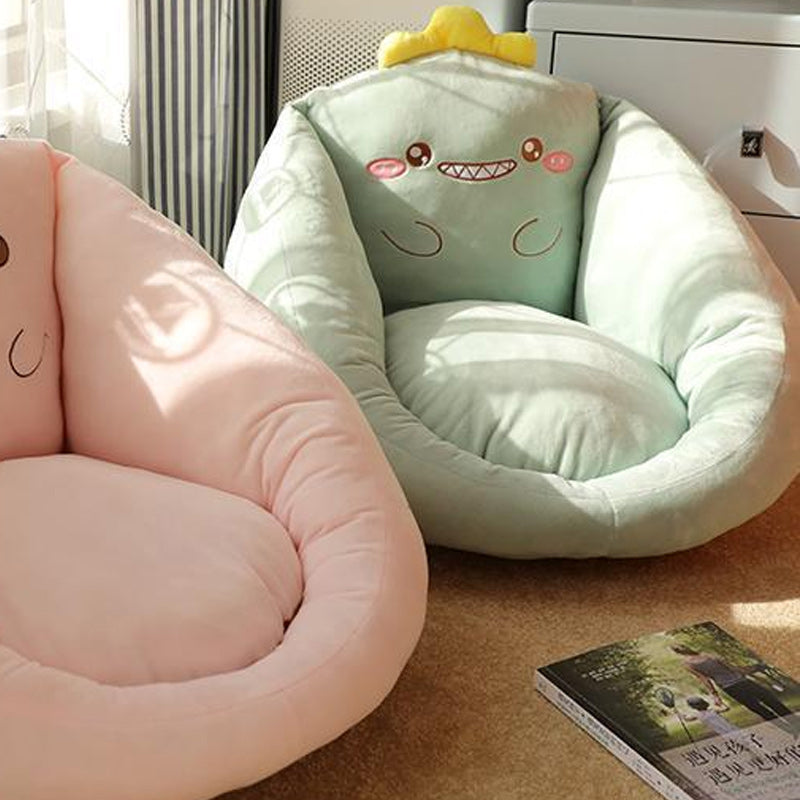 Cute Dinosaur Floor Cushion Soft Plush Lazy Seat Pad with Face 55x40cm