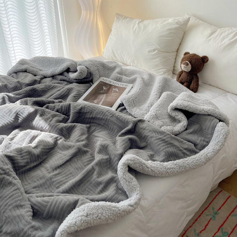 Large Super Soft Faux Rabbit Plush Blanket Throw Rug 200x230cm Night Sky Grey