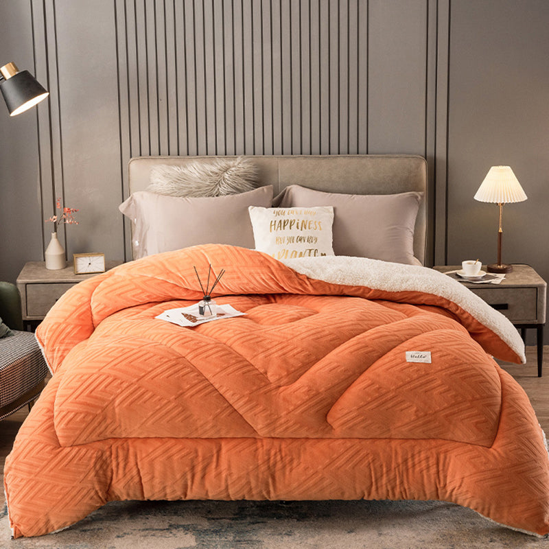 Thick Warm Winter Reversible Milk Velvet Blanket Comforter Quilt 200x230cm Orange