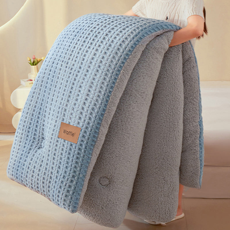 Thick Winter Warm Quilt Reversible Waffle Plush Comforter 200x230cm Blue