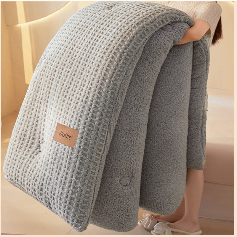 Thick Winter Warm Quilt Reversible Waffle Plush Comforter 200x230cm Grey