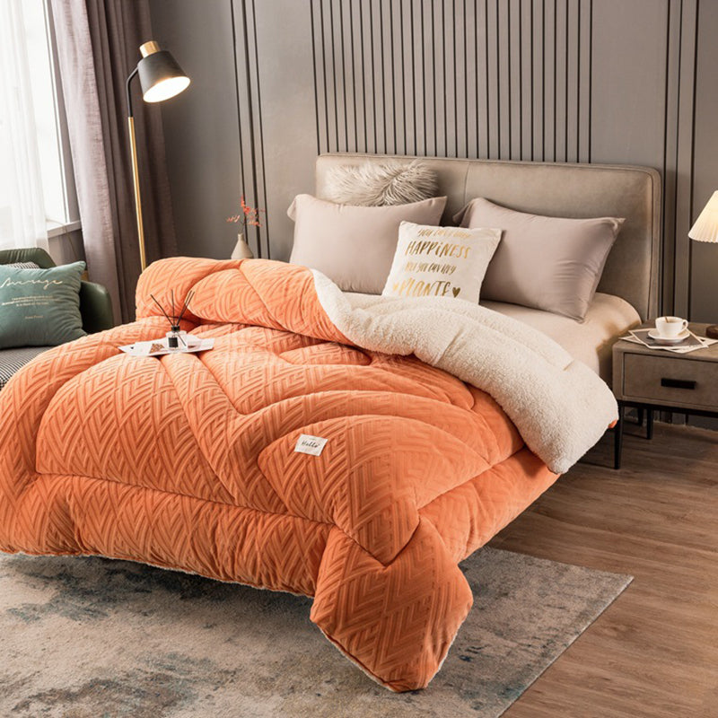 Thick Warm Winter Reversible Milk Velvet Blanket Comforter Quilt 200x230cm Orange