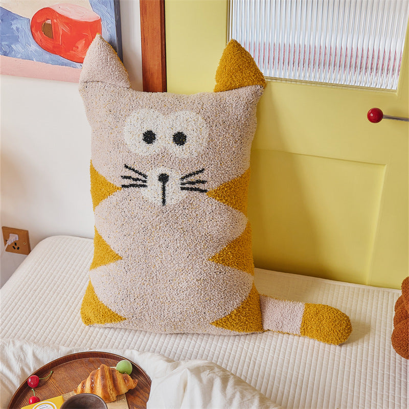 Cute Cat Sherpa Throw Pillow Hug Sofa Plush Cushion 40x60cm