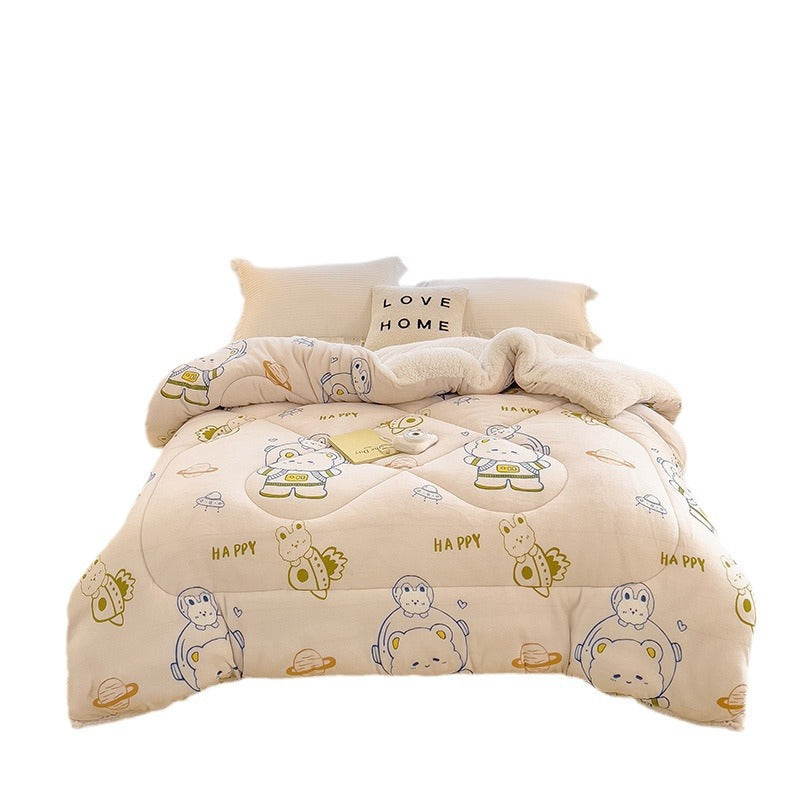 Thick Winter Sherpa Blanket Comforter Quilt Astronaut Bear 200×230cm