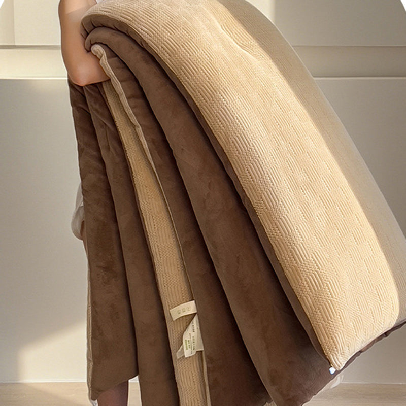 Thick Winter Warm Quilt Reversible Jacquard Milk Velvet Comforter 200x230cm Beige