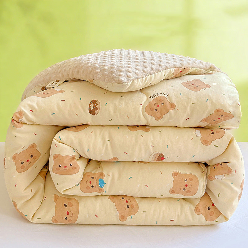 Winter Warm Cute Bear Pattern Plush Blanket Quilt Comforter 200x230cm