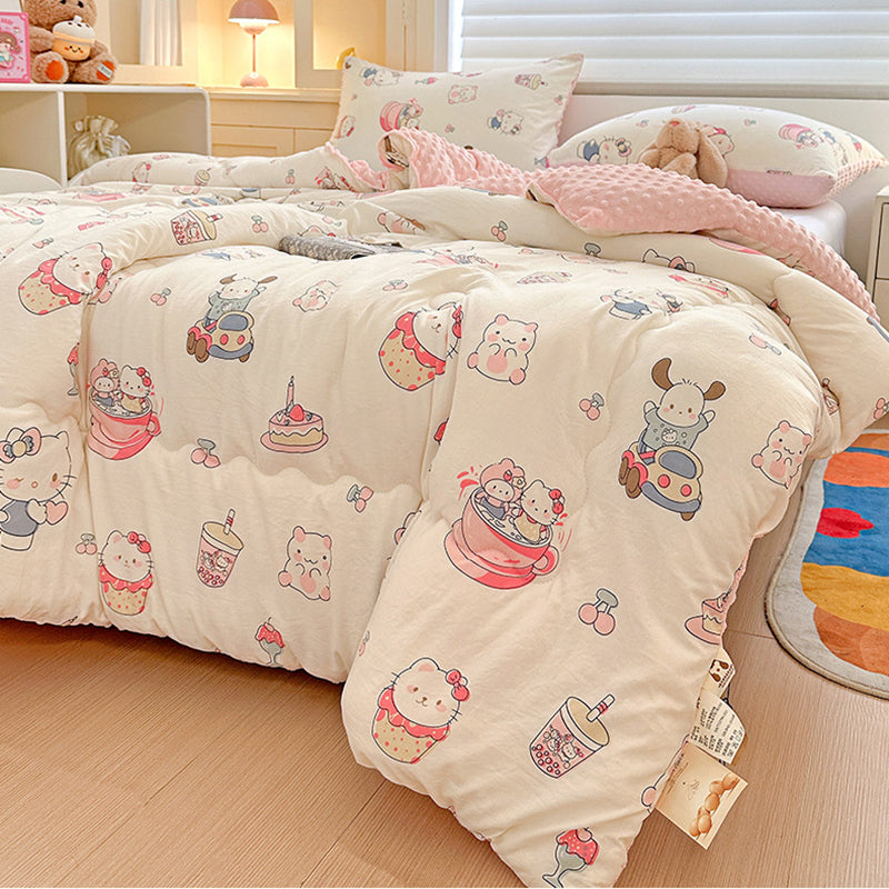 Winter Warm Cats Pattern Plush Blanket Quilt Comforter 200x230cm