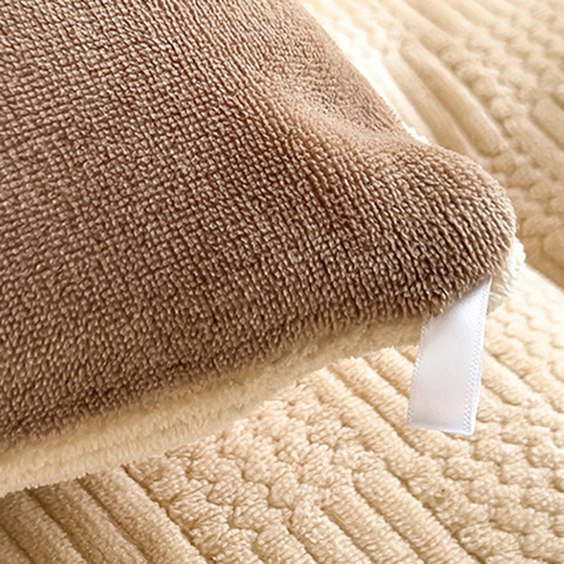 Thick Winter Warm Quilt Reversible Jacquard Milk Velvet Comforter 200x230cm Beige