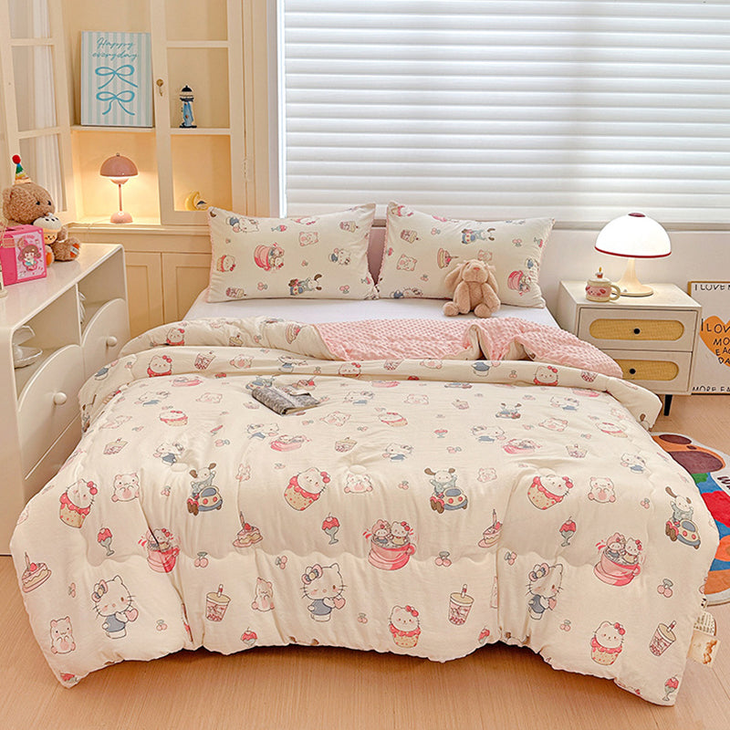 Winter Warm Cats Pattern Plush Blanket Quilt Comforter 200x230cm