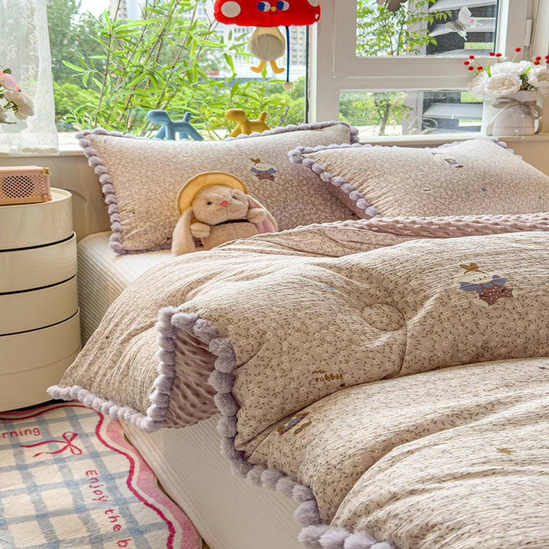 Thick High Weight Winter Blanket Comforter Quilt Mushroom Bear Pattern 200×230cm