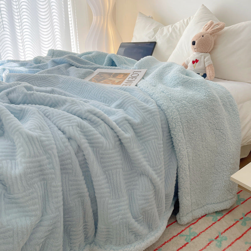 Large Super Soft Faux Rabbit Plush Blanket Throw Rug 200x230cm Sky Blue