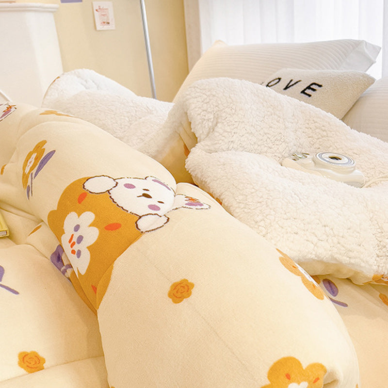 Thick Winter Sherpa Blanket Comforter Quilt Sweet Bear Pattern 200×230cm