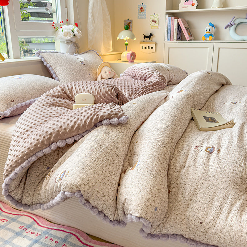Thick High Weight Winter Blanket Comforter Quilt Mushroom Bear Pattern 200×230cm