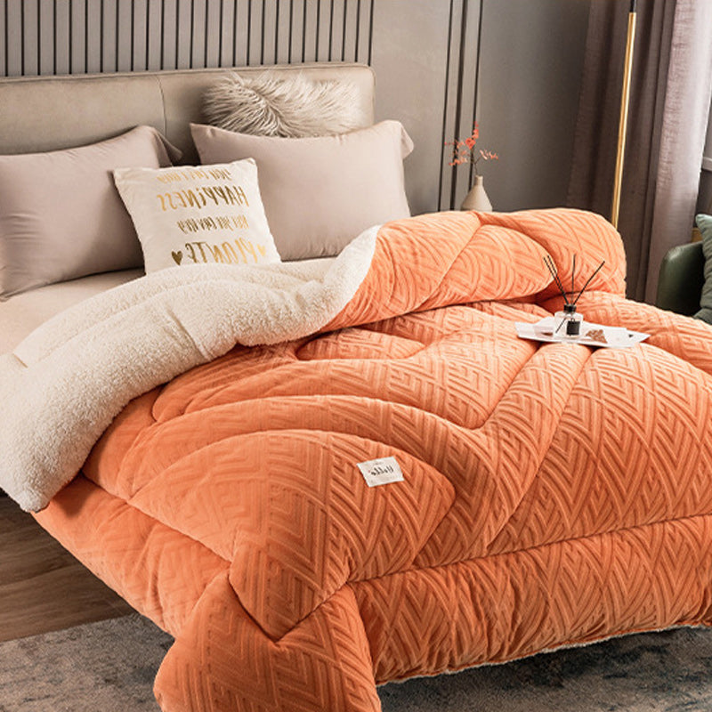 Thick Warm Winter Reversible Milk Velvet Blanket Comforter Quilt 200x230cm Orange