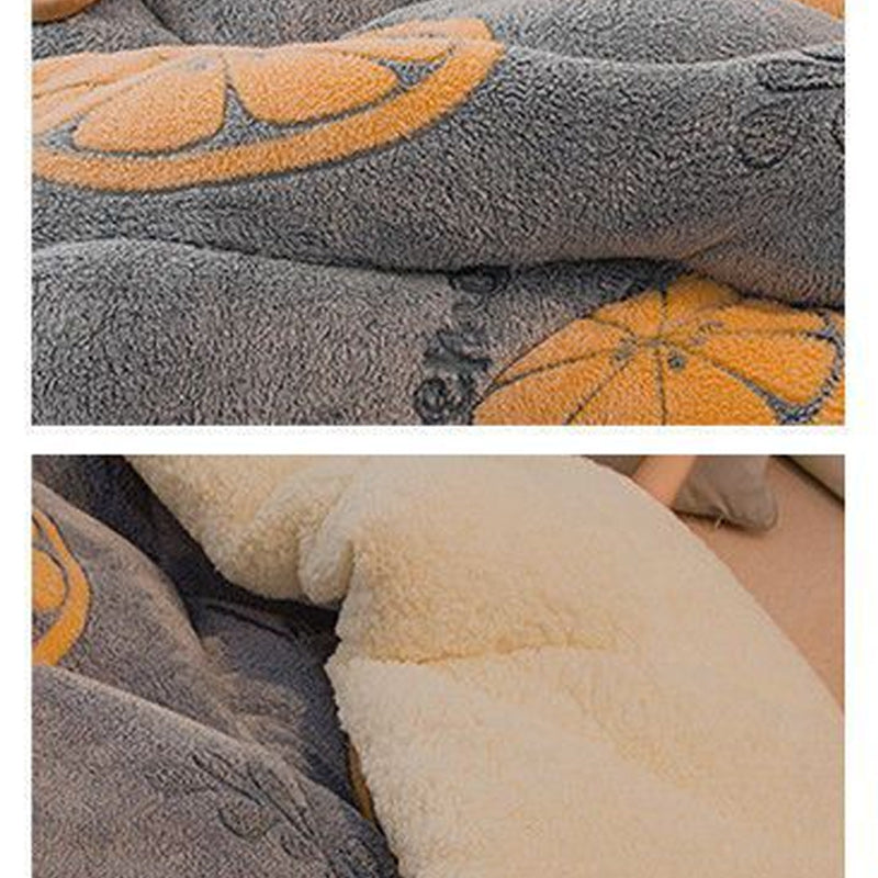 Thick Winter Sherpa Blanket Comforter Quilt Orange Slice Pattern 200×230cm
