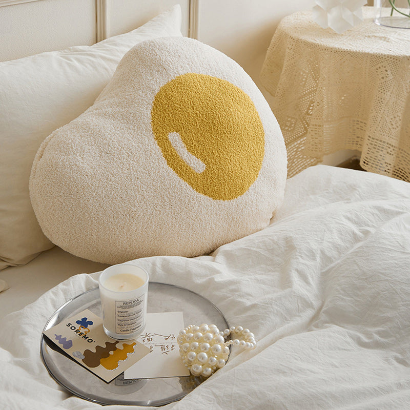 Fluffy Fried Egg Sherpa Throw Pillow Hug Sofa Plush Cushion