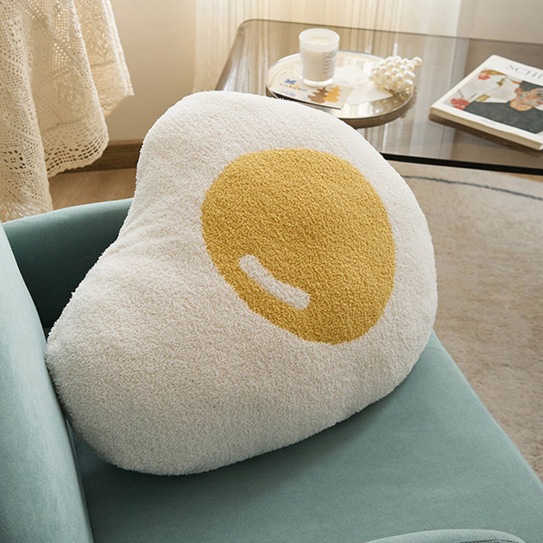 Fluffy Fried Egg Sherpa Throw Pillow Hug Sofa Plush Cushion