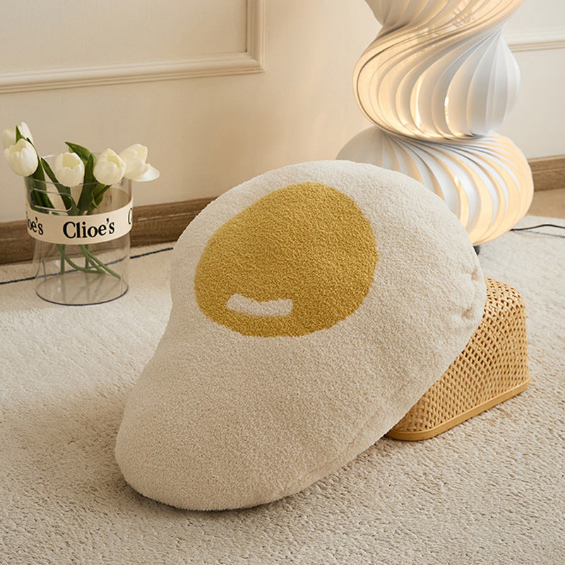 Fluffy Fried Egg Sherpa Throw Pillow Hug Sofa Plush Cushion