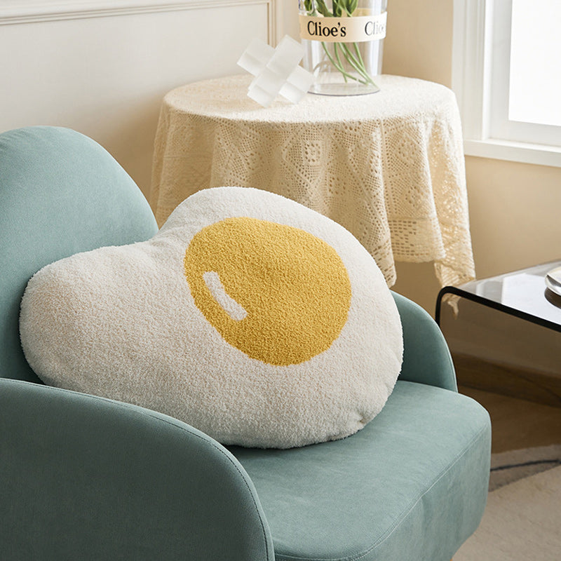 Fluffy Fried Egg Sherpa Throw Pillow Hug Sofa Plush Cushion