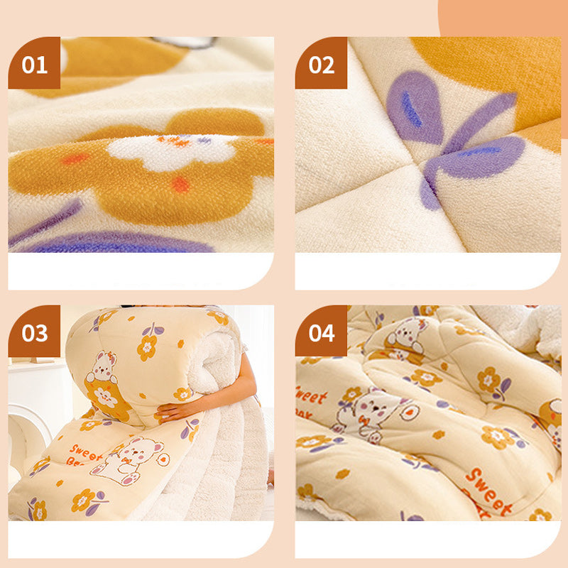 Thick Winter Sherpa Blanket Comforter Quilt Sweet Bear Pattern 200×230cm