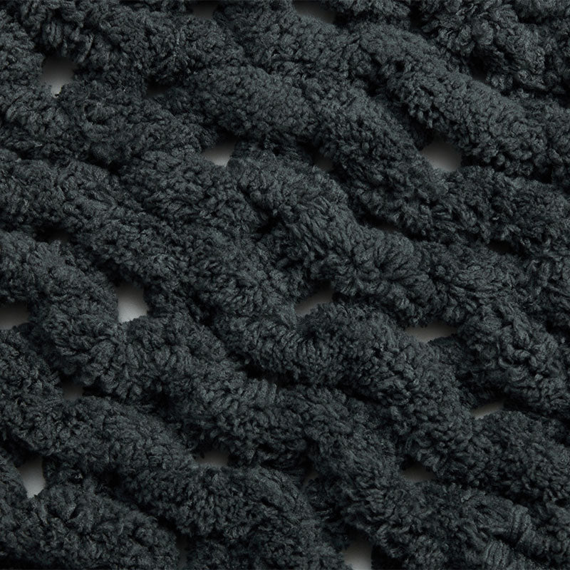 Soft Knitted Chenille Chunky Yarn Blanket Throw Rug 130x160cm Black