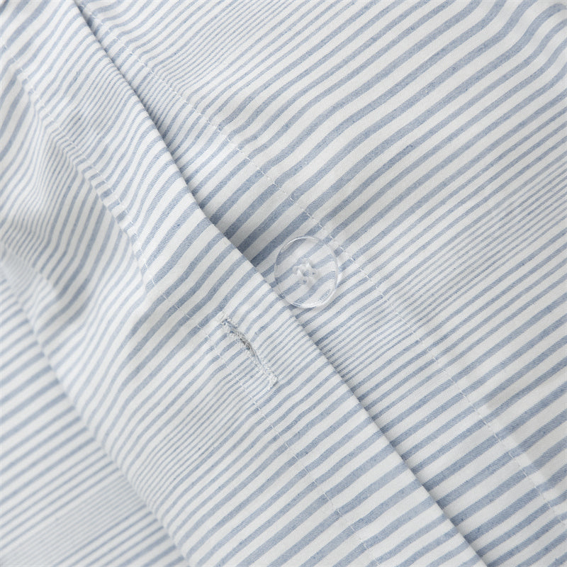 Bamboo Cotton Blue Stripes Pattern Doona Duvet Quilt Cover Set